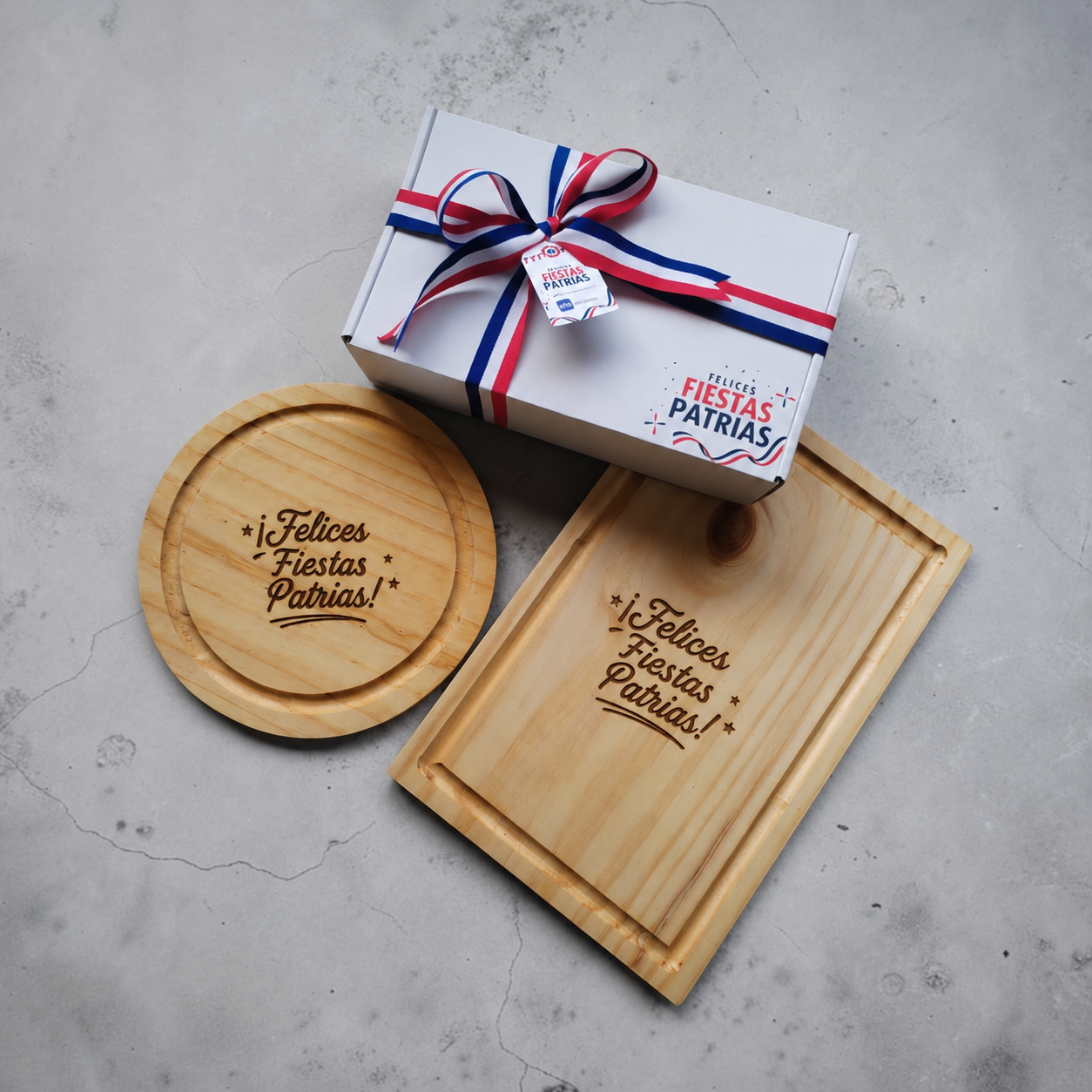 Box Gourmet Fiestas Patrias Reserva | Tabla Grabada, Mix Premium y Chocolate