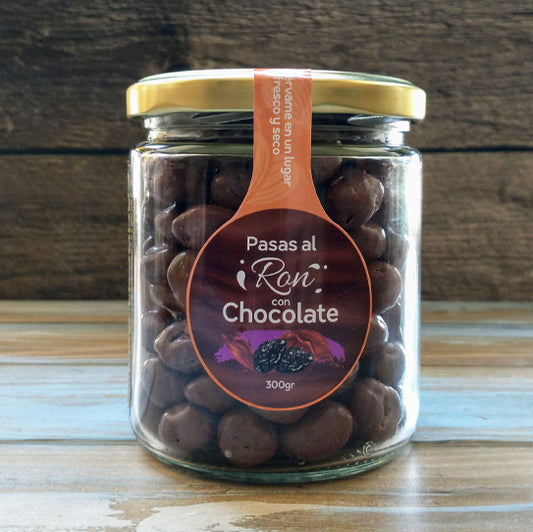 Frasco Pasas al Ron con Chocolate de Leche