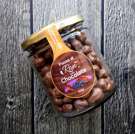 Frasco Pasas al Ron con Chocolate de Leche