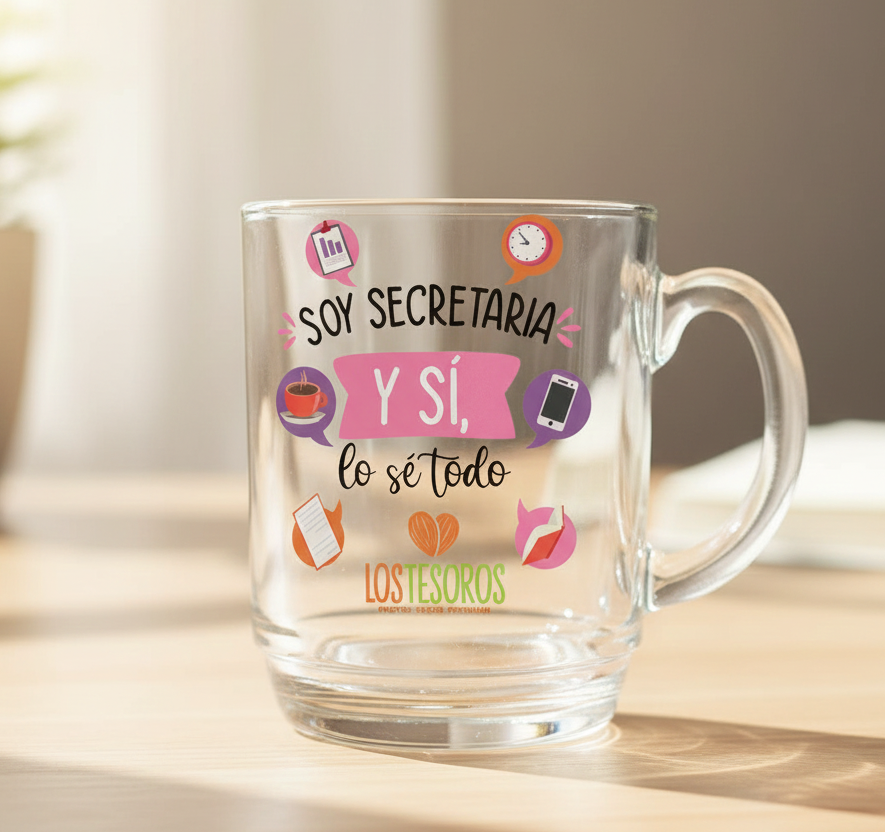 Tazón Vidrio Templado Día de la Secretaria "Soy Secretaria y Sí, lo Sé Todo"