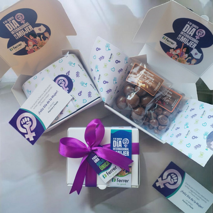Box Mini Personalizada Día de la Mujer - 100gr Chocolates | Reconocimiento Corporativo 8 Marzo