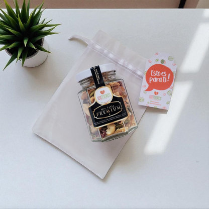 Frasco Hexagonal Premium con Bolsita de Organza