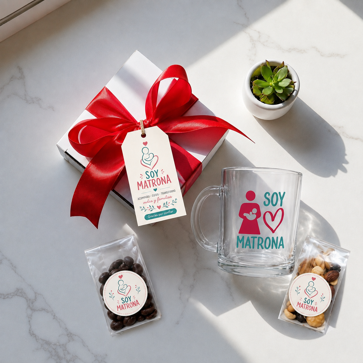 Taza de Vidrio Templado Personalizada + Snacks