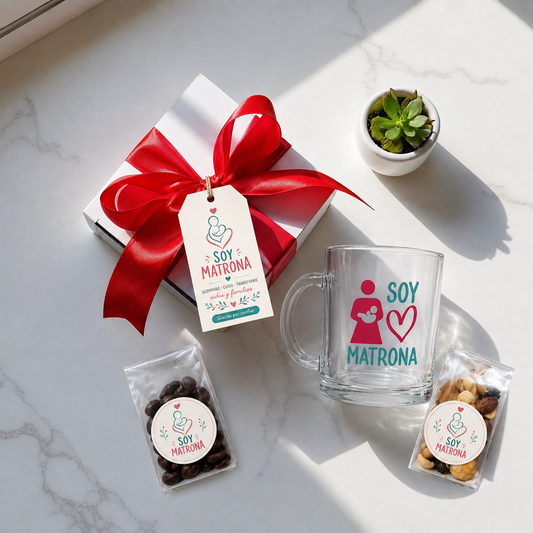 Taza de Vidrio Templado Personalizada + Snacks