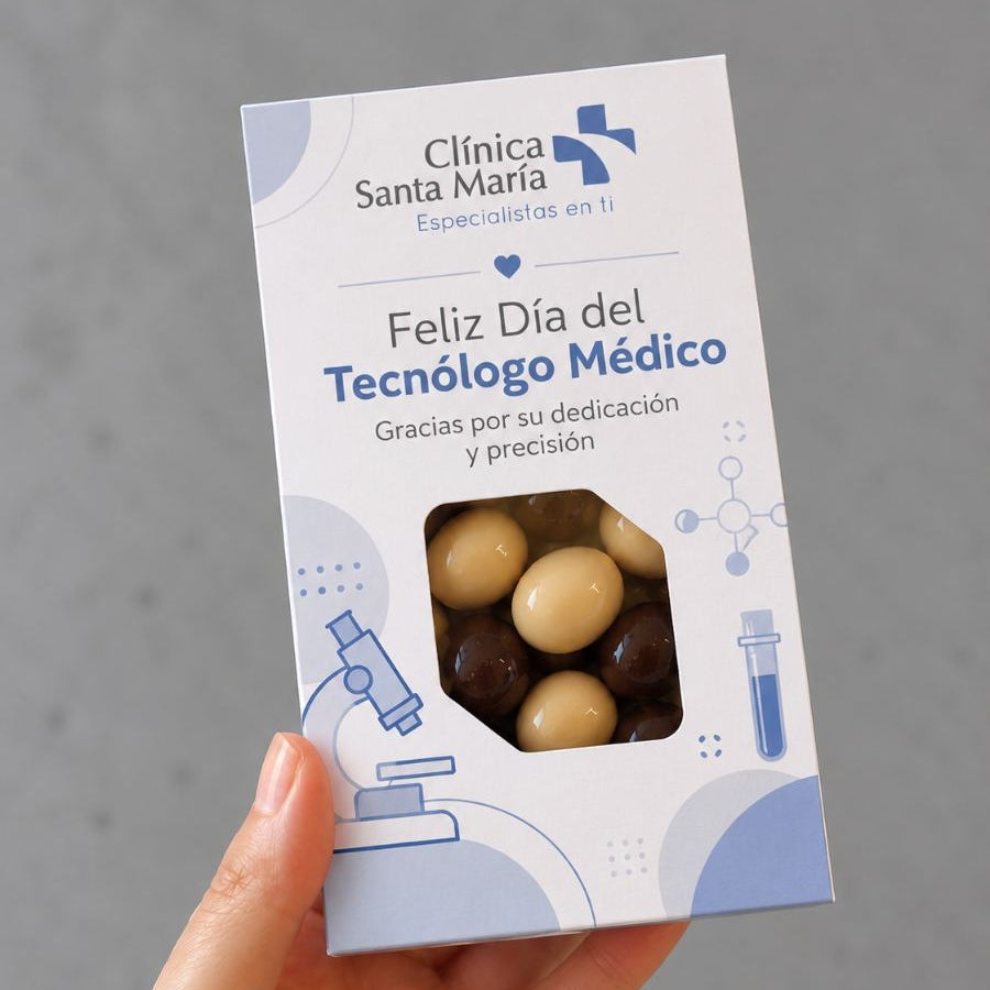 Regalo Día del Tecnólogo Médico | Display Personalizado con Almendras y Chocolate