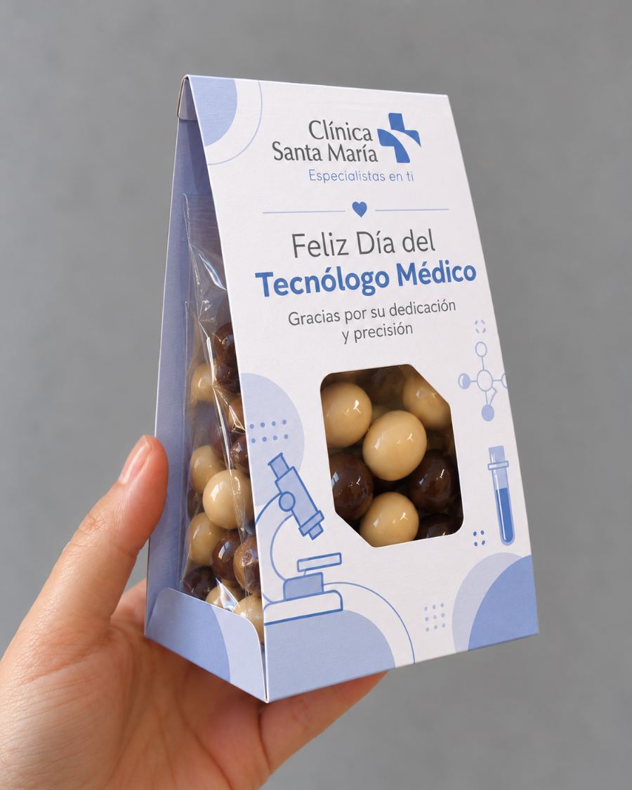 Regalo Día del Tecnólogo Médico | Display Personalizado con Almendras y Chocolate