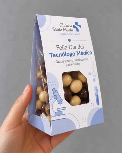 Regalo Día del Tecnólogo Médico | Display Personalizado con Almendras y Chocolate