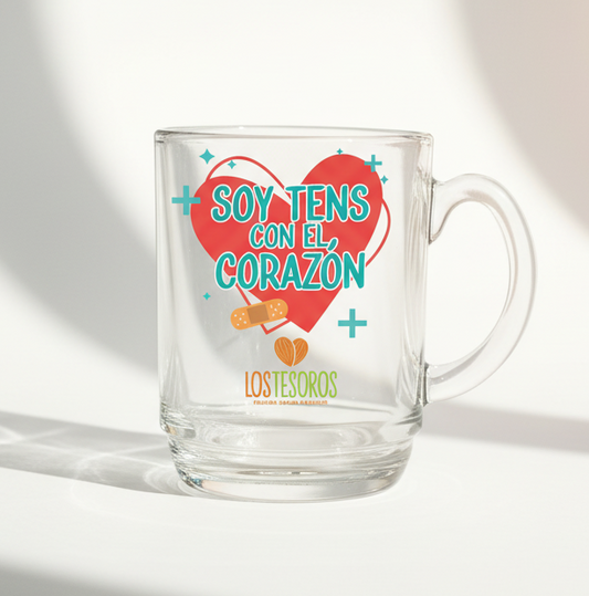 Taza de Vidrio Templado "Soy TENS con el Corazón" - Día del TENS