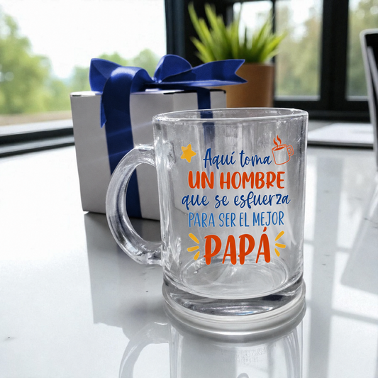 Taza de Vidrio Templado Día del Padre – Regalo Especial para Papá